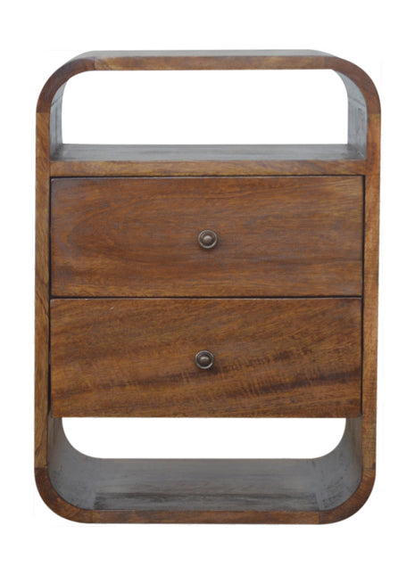 Chestnut Curve 2 Drawer Bedside
