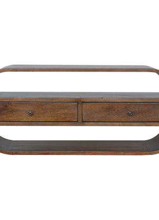 Chestnut Curved Edge Media Unit with 2 Drawers