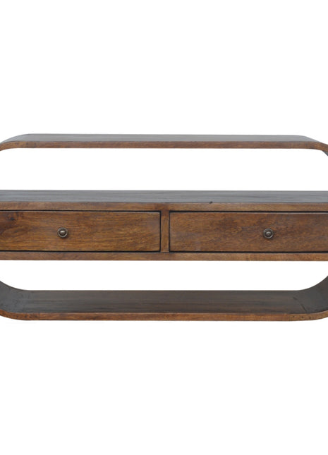 Chestnut Curved Edge Media Unit with 2 Drawers