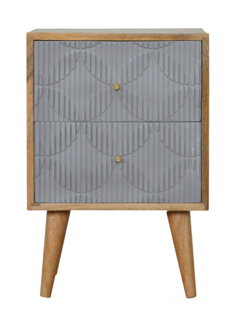 Geometric Carved Bedside