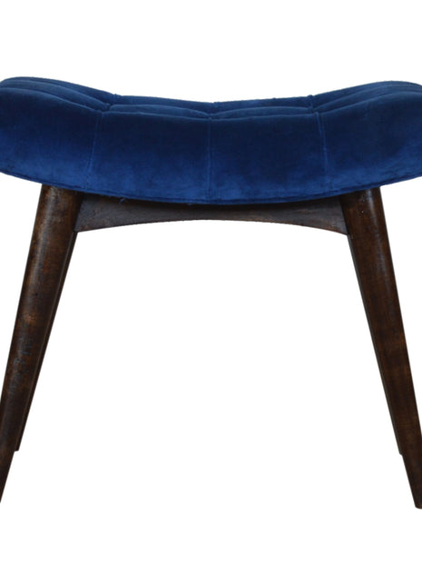 Royal Blue Cotton Velvet Bench