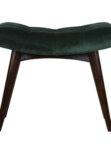 Emerald Velvet Curve Bench