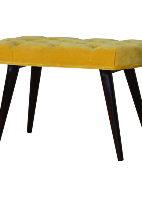 Mustard Velvet Deep Button Bench