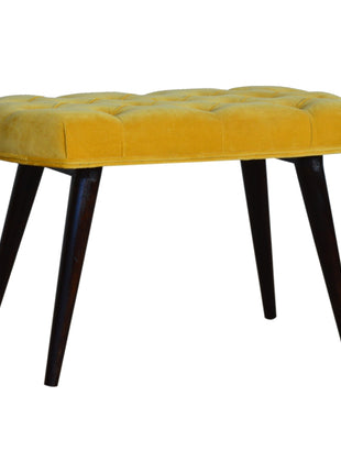 Mustard Velvet Deep Button Bench