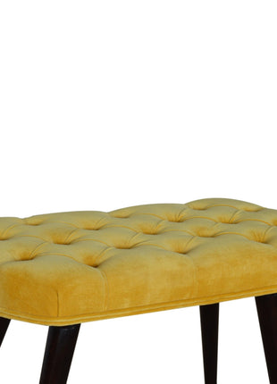 Mustard Velvet Deep Button Bench