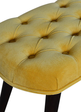 Mustard Velvet Deep Button Bench