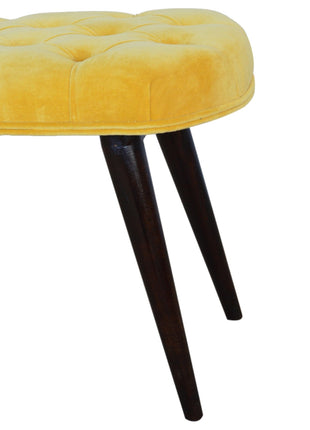 Mustard Velvet Deep Button Bench