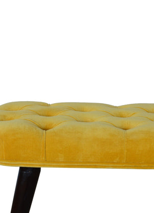 Mustard Velvet Deep Button Bench