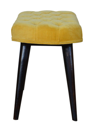 Mustard Velvet Deep Button Bench
