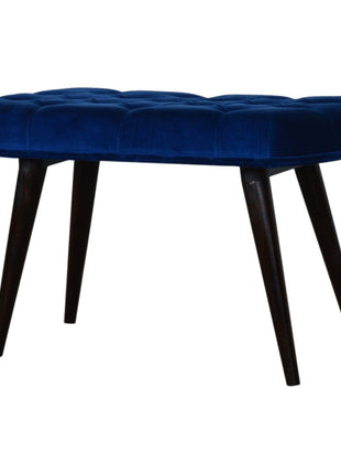 Royal Blue Velvet Button Bench