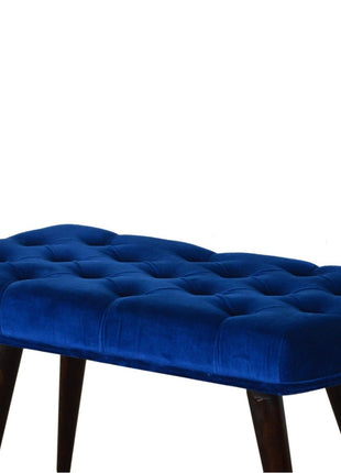 Royal Blue Velvet Button Bench