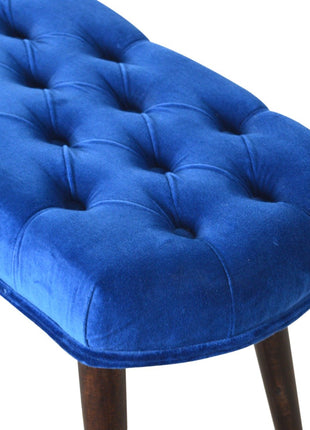 Royal Blue Velvet Button Bench