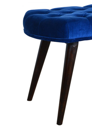 Royal Blue Velvet Button Bench