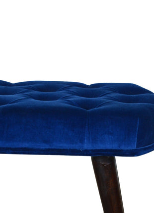 Royal Blue Velvet Button Bench