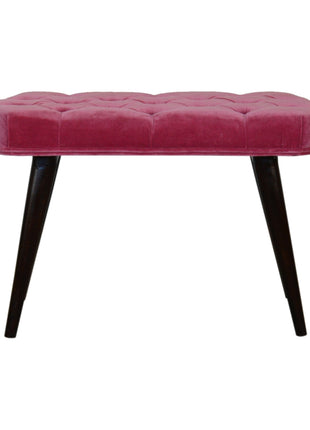 Pink Cotton Velvet Button Bench