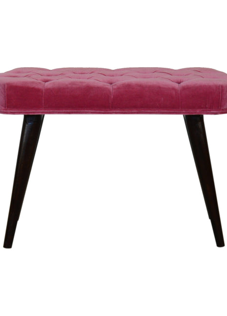 Pink Cotton Velvet Button Bench