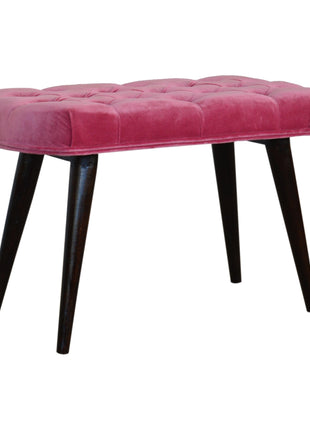 Pink Cotton Velvet Button Bench