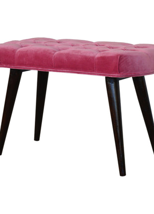 Pink Cotton Velvet Button Bench