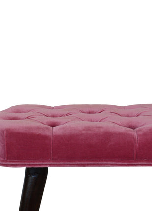 Pink Cotton Velvet Button Bench