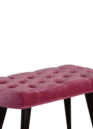 Pink Cotton Velvet Button Bench