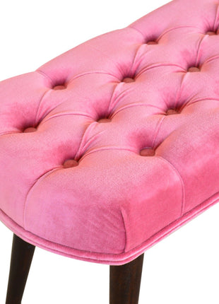 Pink Cotton Velvet Button Bench