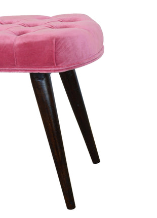 Pink Cotton Velvet Button Bench