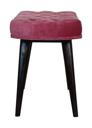 Pink Cotton Velvet Button Bench