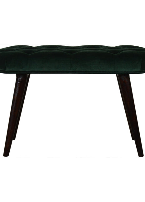 Emerald Velvet Deep Button Bench