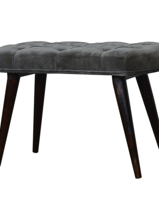 Grey Velvet Gold Base Footstool