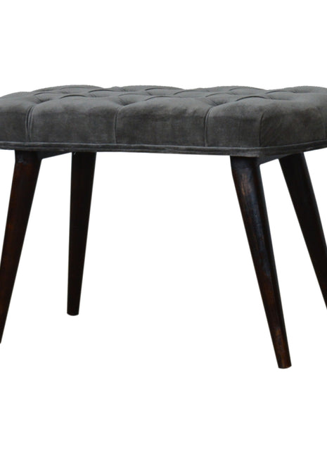 Grey Velvet Gold Base Footstool
