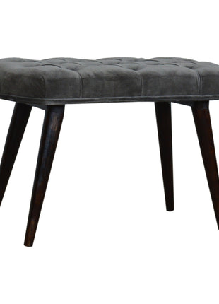 Grey Velvet Gold Base Footstool
