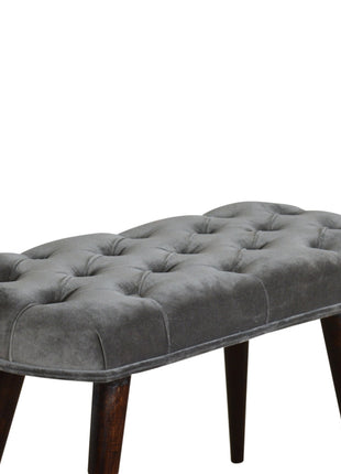 Grey Velvet Gold Base Footstool