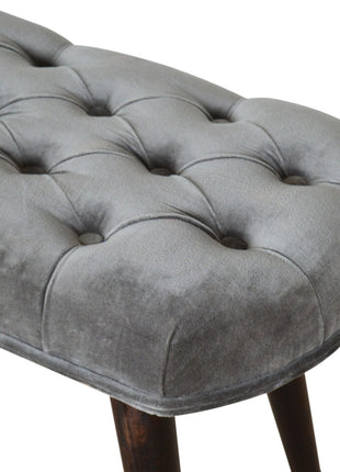Grey Velvet Gold Base Footstool