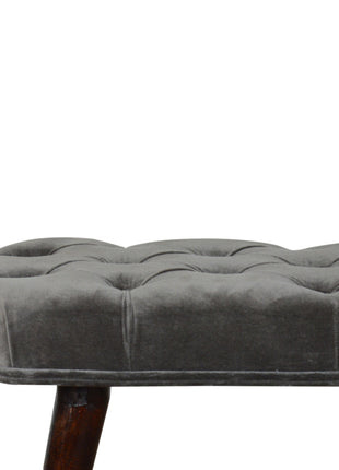 Grey Velvet Gold Base Footstool