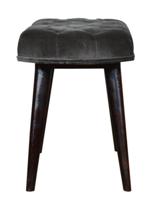 Grey Velvet Gold Base Footstool