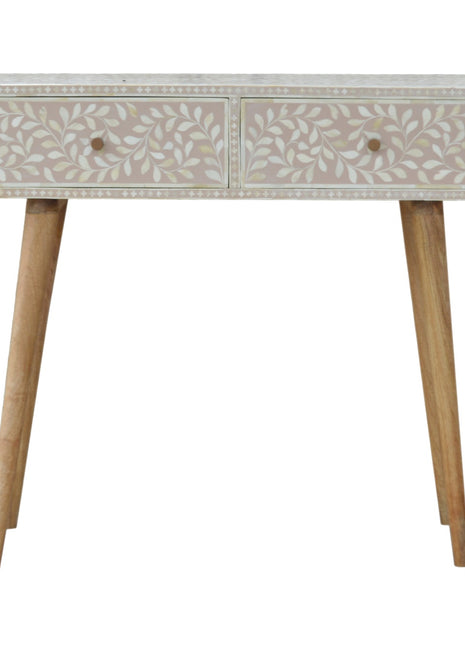 Taupe Floral Bone Console
