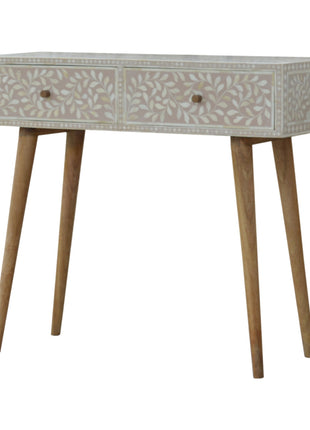 Taupe Floral Bone Console