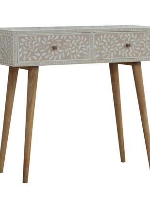 Taupe Floral Bone Console