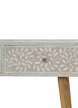 Taupe Floral Bone Console