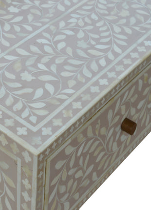 Taupe Floral Bone Console