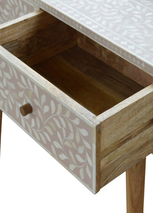 Taupe Floral Bone Console