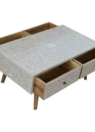 Taupe Floral Bone Coffee Table