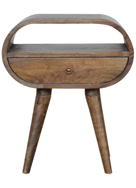 Grey Washed Circular Bedside