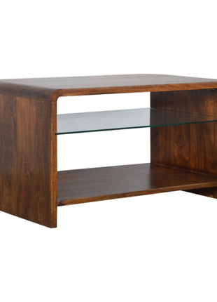 Chestnut Glass Shelf Coffee Table