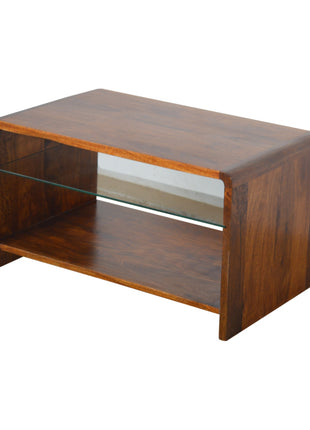 Chestnut Glass Shelf Coffee Table
