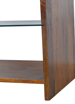 Chestnut Glass Shelf Coffee Table