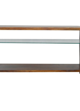 Chestnut Glass Shelf Media Unit