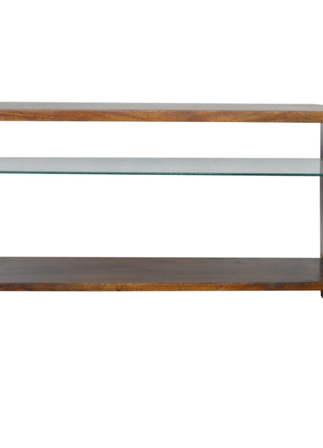 Chestnut Glass Shelf Media Unit