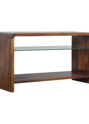 Chestnut Glass Shelf Media Unit