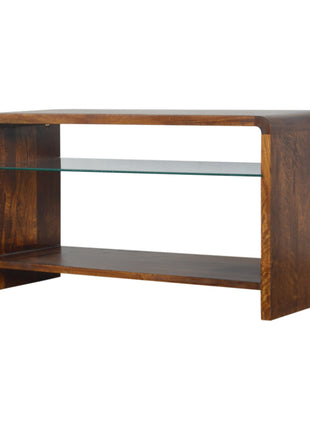 Chestnut Glass Shelf Media Unit